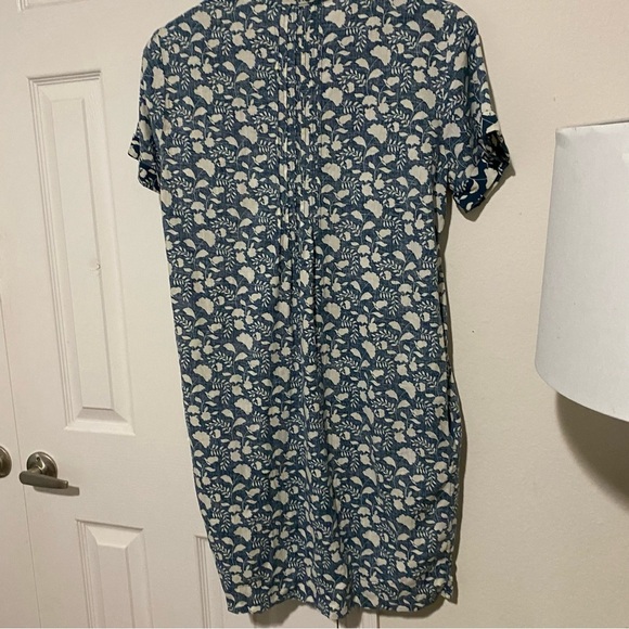 Faherty Gemina Dress Washed Floral Linen Pintuck Mini Pockets Short Sleeves S - Picture 10 of 15